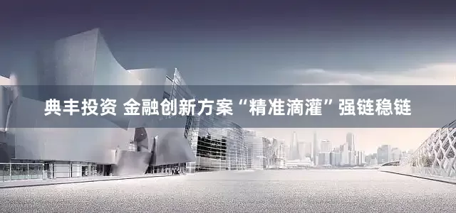 典丰投资 金融创新方案“精准滴灌”强链稳链
